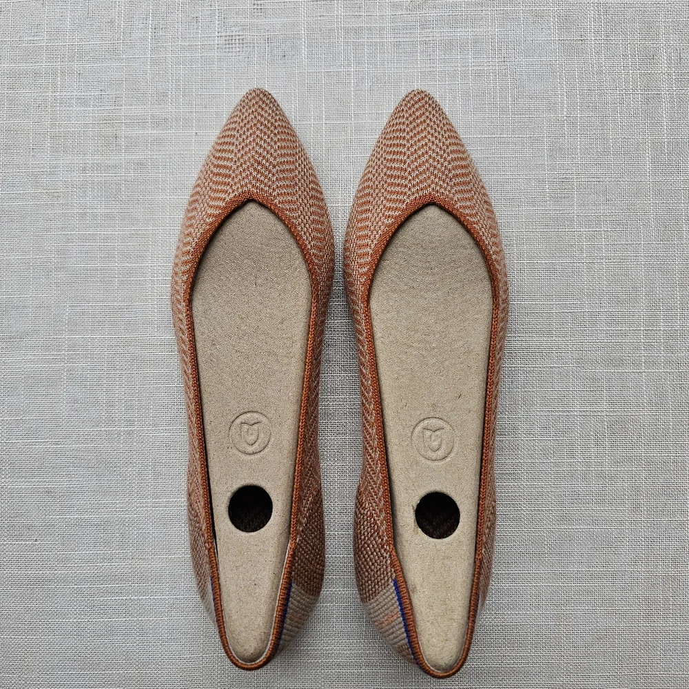 Rothy's Sz 6 Merino Wool Camel Herringbone Points Flats Rothys - Picture 2 of 12